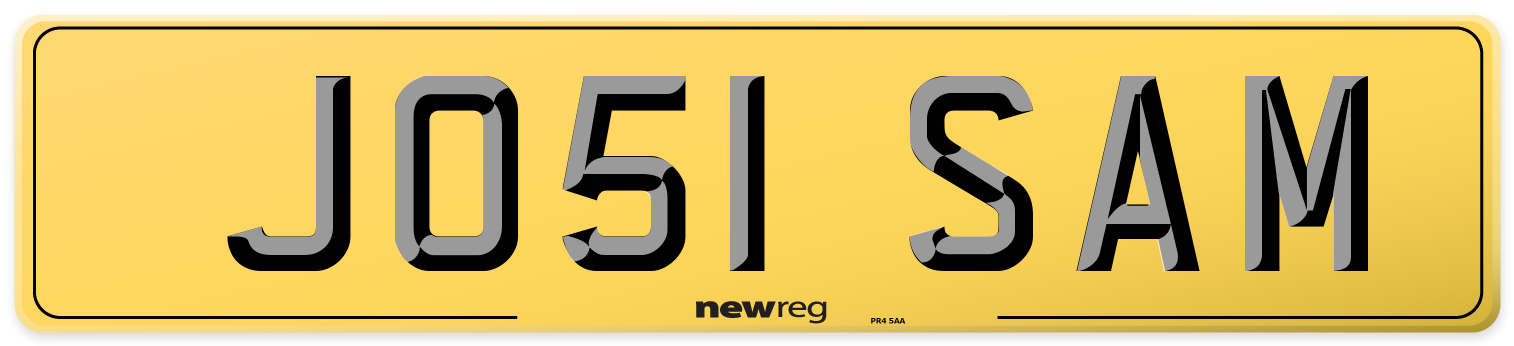 JO51 SAM Rear Number Plate