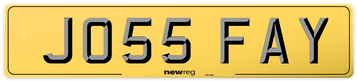 JO55 FAY Rear Number Plate