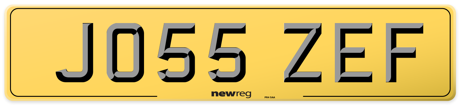 JO55 ZEF Rear Number Plate
