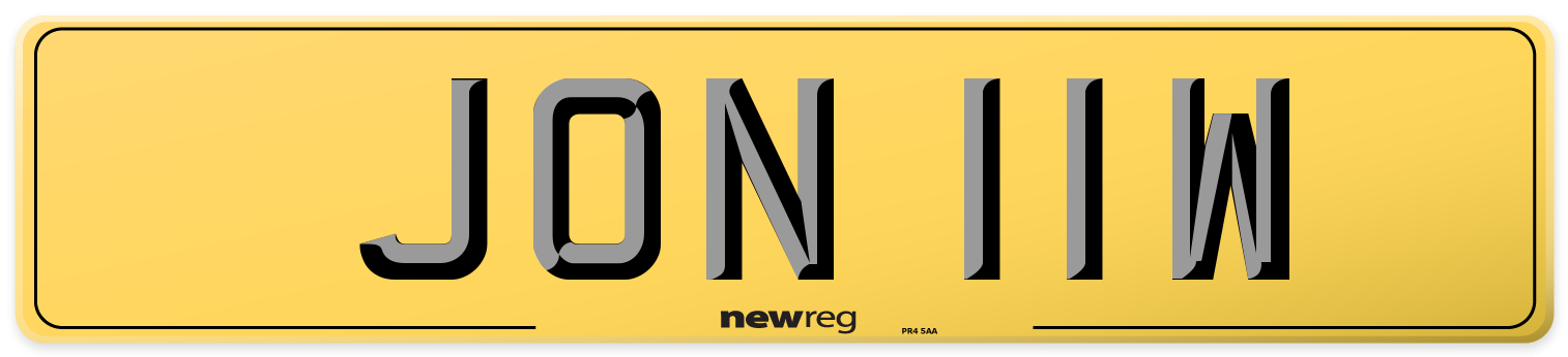 JON 11W Rear Number Plate