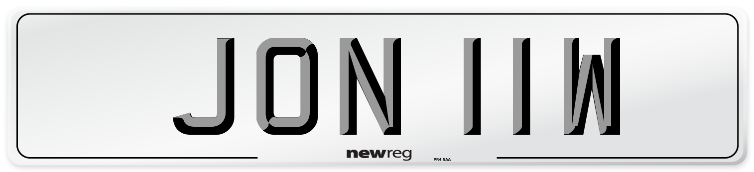 JON 11W Front Number Plate