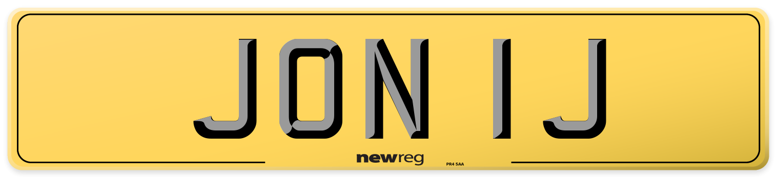 JON 1J Rear Number Plate