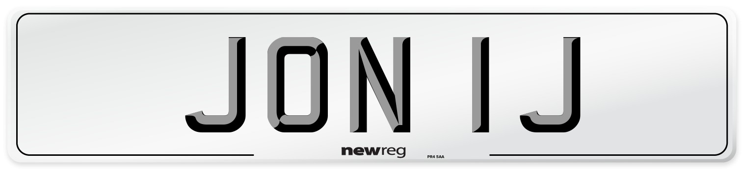 JON 1J Front Number Plate
