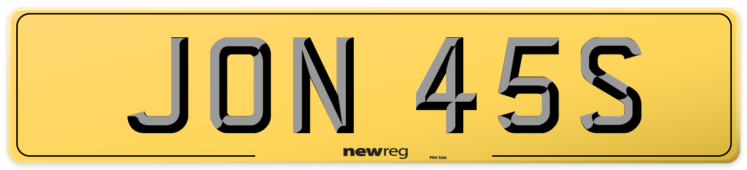 JON 45S Rear Number Plate