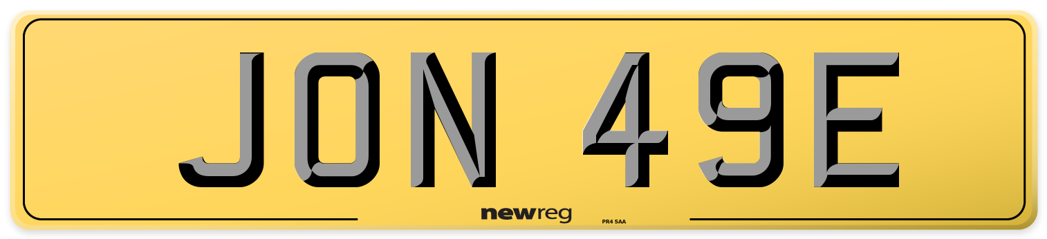 JON 49E Rear Number Plate