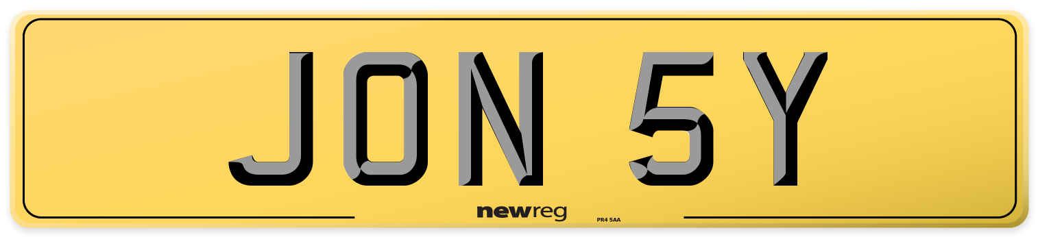 JON 5Y Rear Number Plate