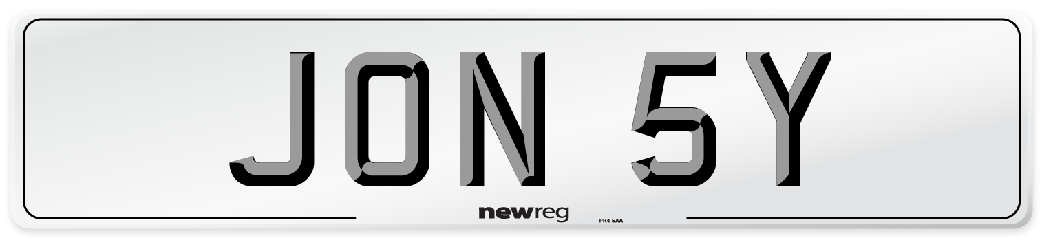JON 5Y Front Number Plate