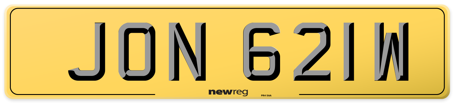 JON 621W Rear Number Plate