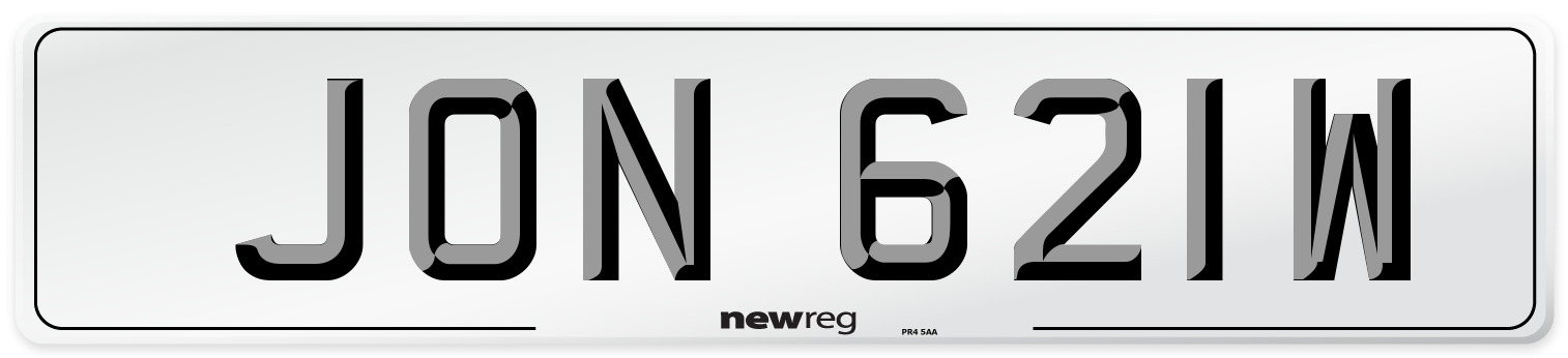 JON 621W Front Number Plate