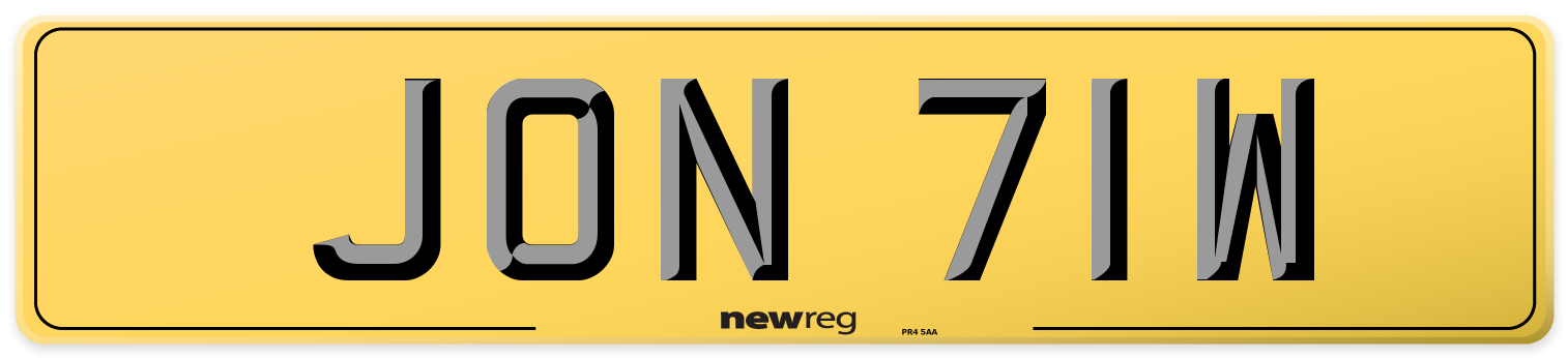 JON 71W Rear Number Plate