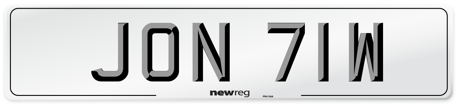JON 71W Front Number Plate