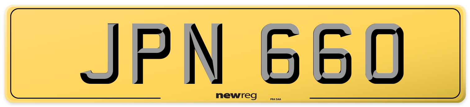 JPN 660 Rear Number Plate