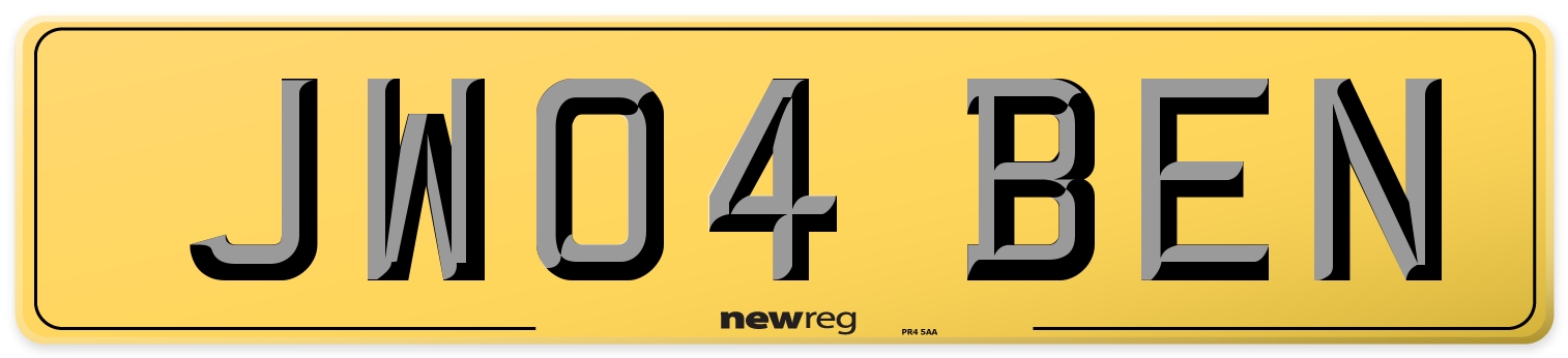 JW04 BEN Rear Number Plate