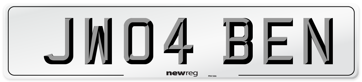 JW04 BEN Front Number Plate