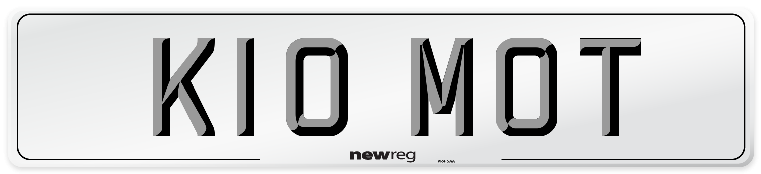 K10 MOT Front Number Plate