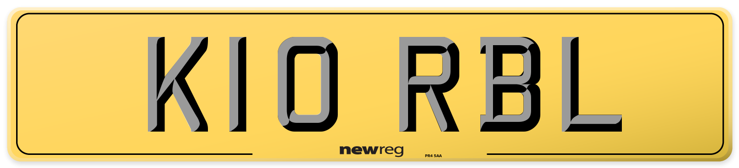 K10 RBL Rear Number Plate