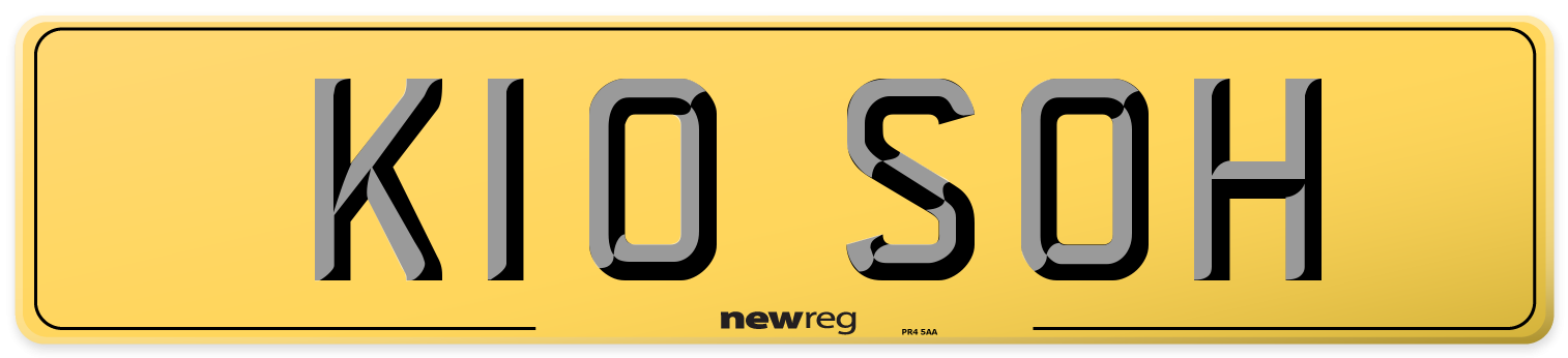 K10 SOH Rear Number Plate