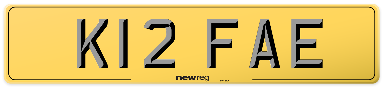 K12 FAE Rear Number Plate