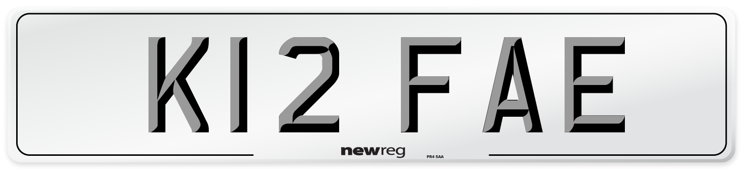 K12 FAE Front Number Plate