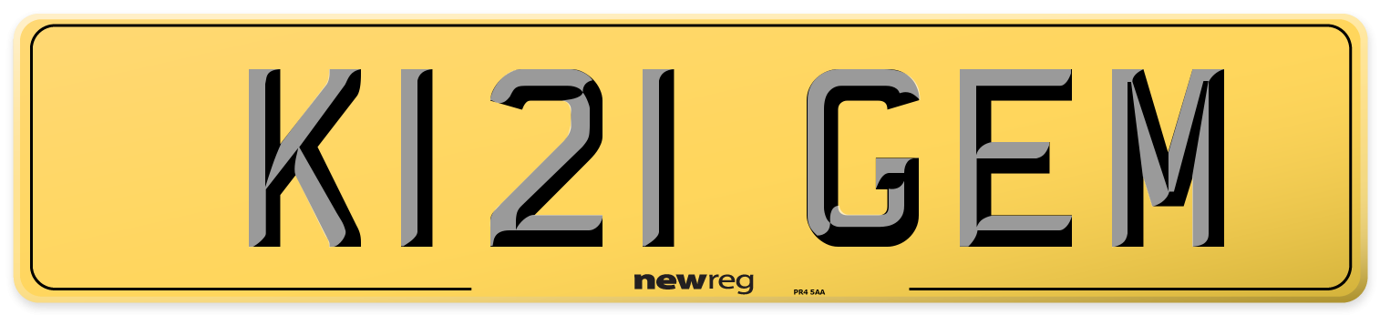 K121 GEM Rear Number Plate