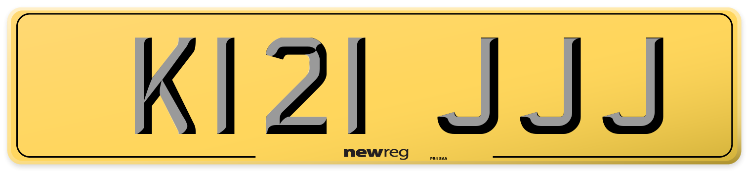 K121 JJJ Rear Number Plate