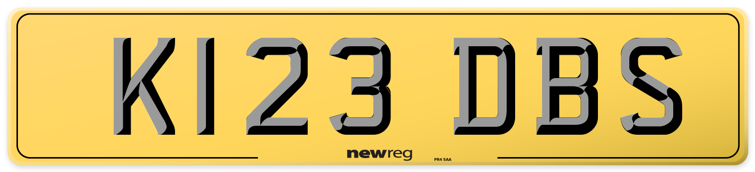 K123 DBS Rear Number Plate