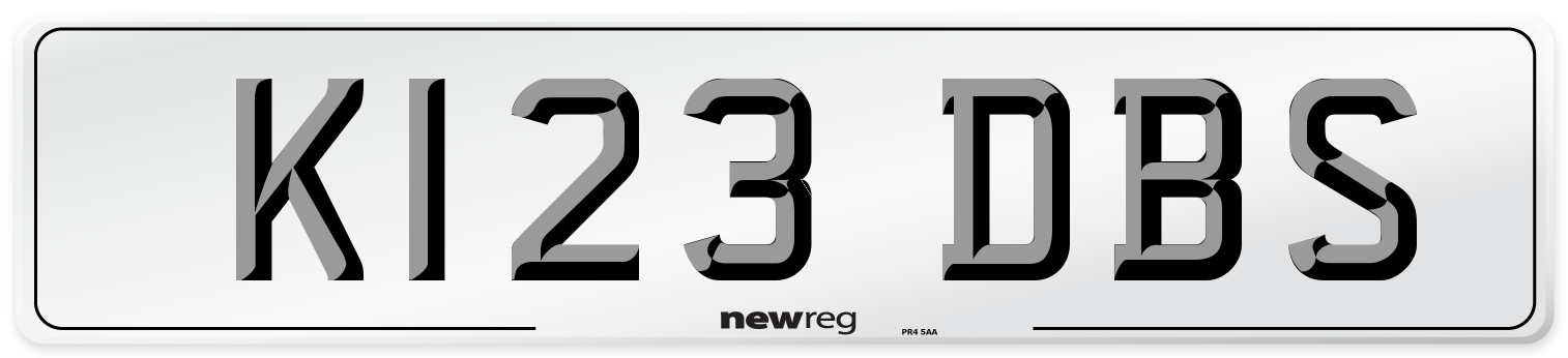 K123 DBS Front Number Plate