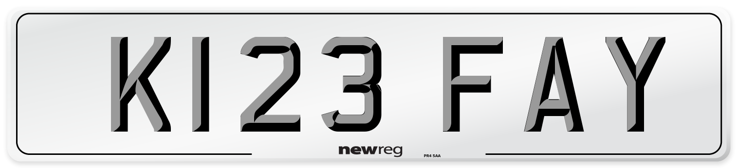 K123 FAY Front Number Plate