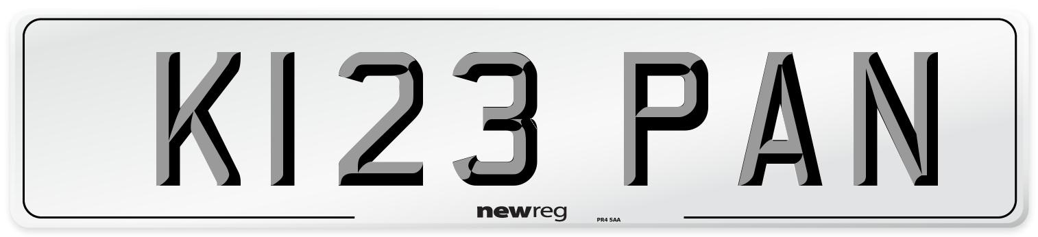 K123 PAN Front Number Plate