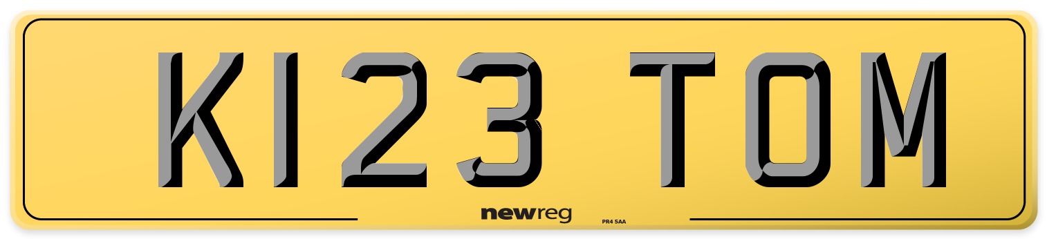 K123 TOM Rear Number Plate