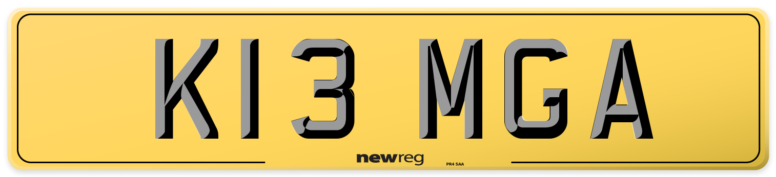 K13 MGA Rear Number Plate