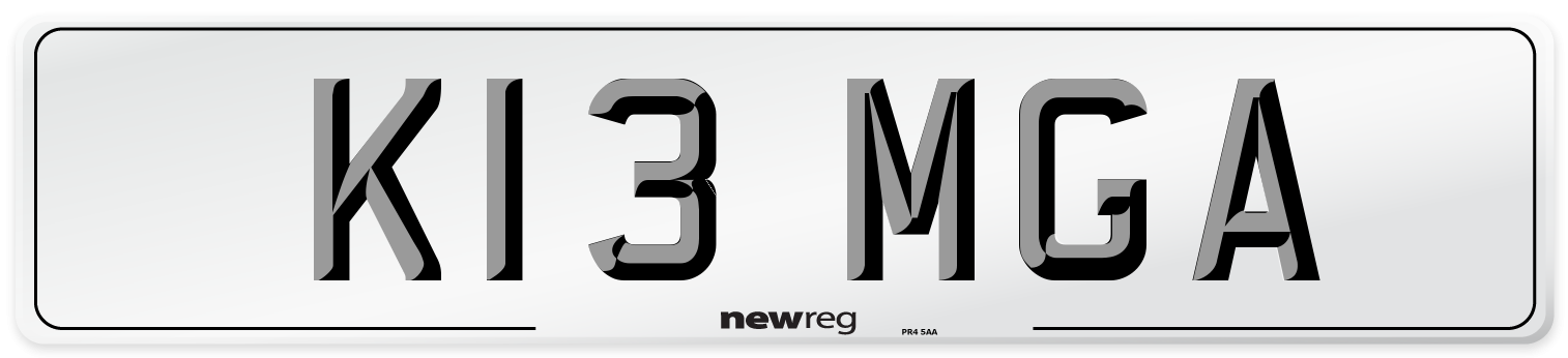 K13 MGA Front Number Plate