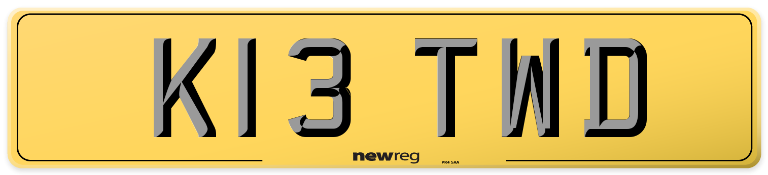 K13 TWD Rear Number Plate
