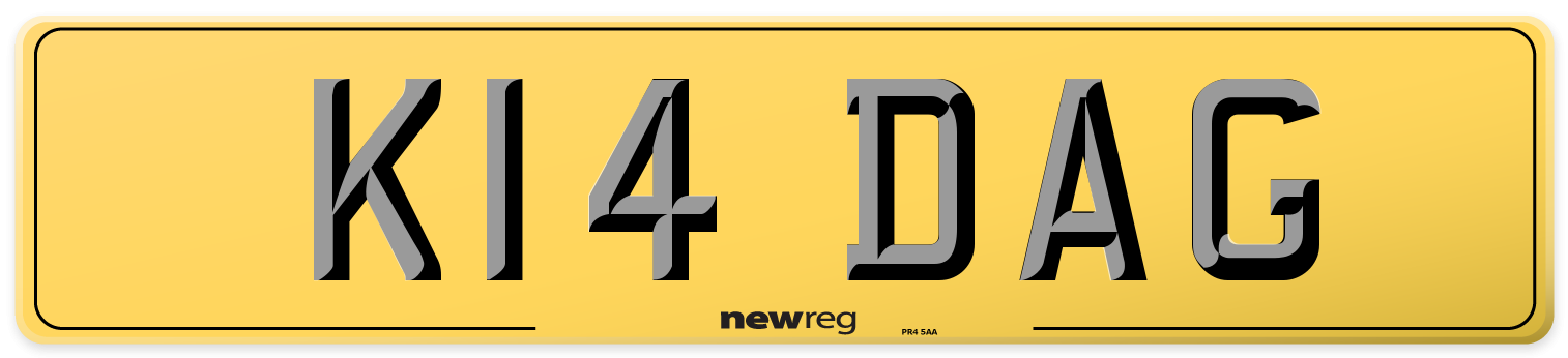 K14 DAG Rear Number Plate