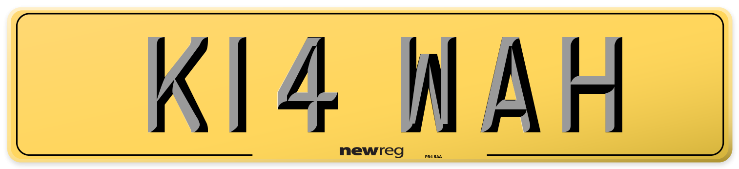 K14 WAH Rear Number Plate