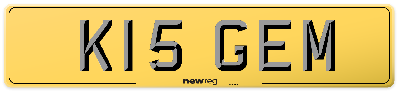 K15 GEM Rear Number Plate