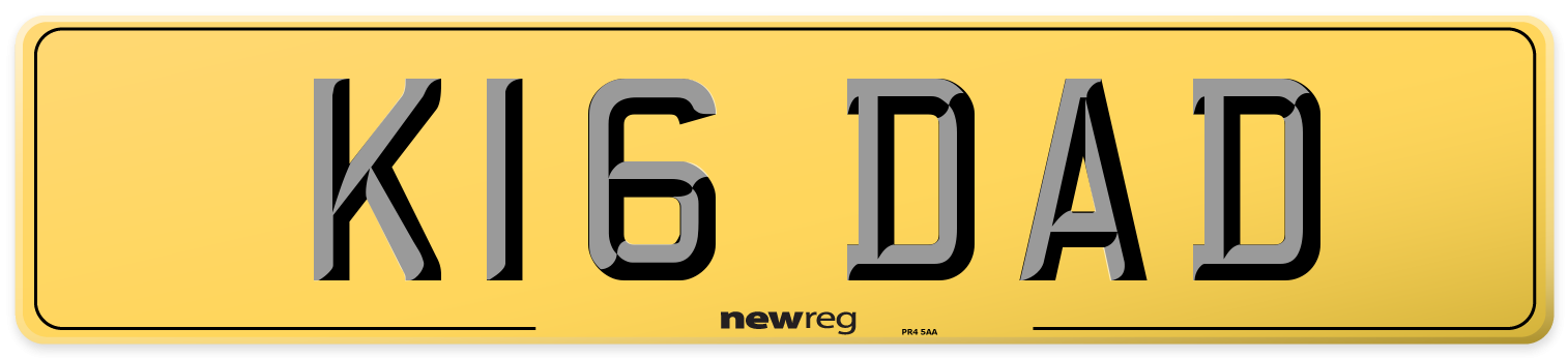 K16 DAD Rear Number Plate