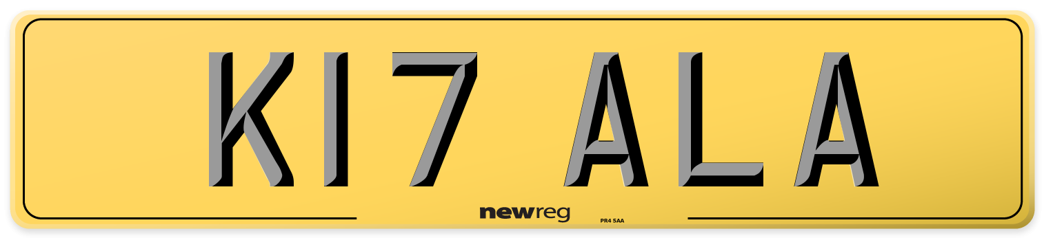K17 ALA Rear Number Plate
