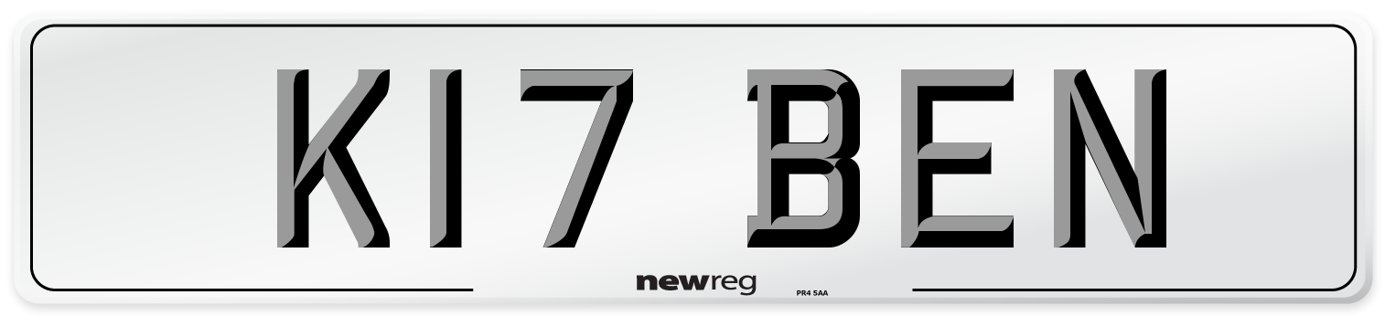 K17 BEN Front Number Plate