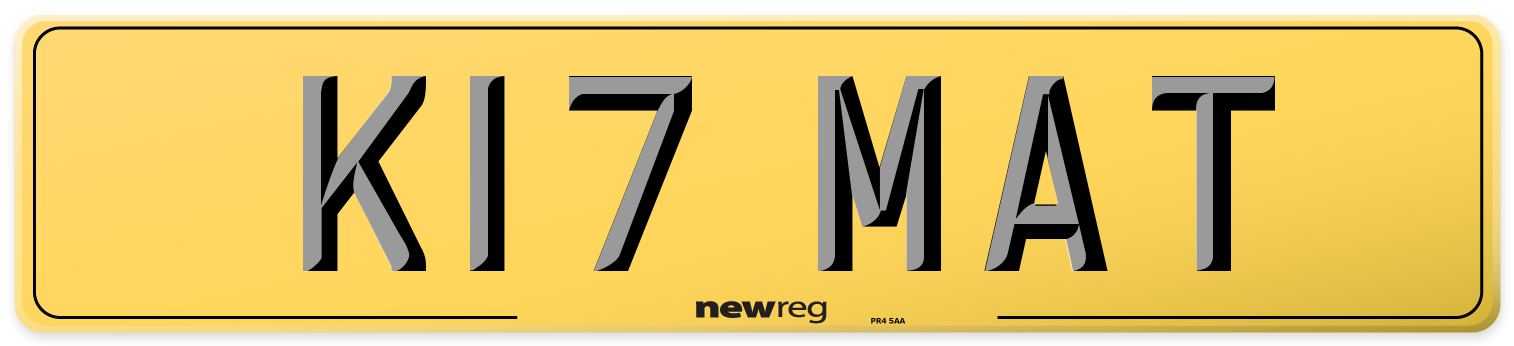 K17 MAT Rear Number Plate