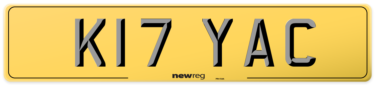 K17 YAC Rear Number Plate