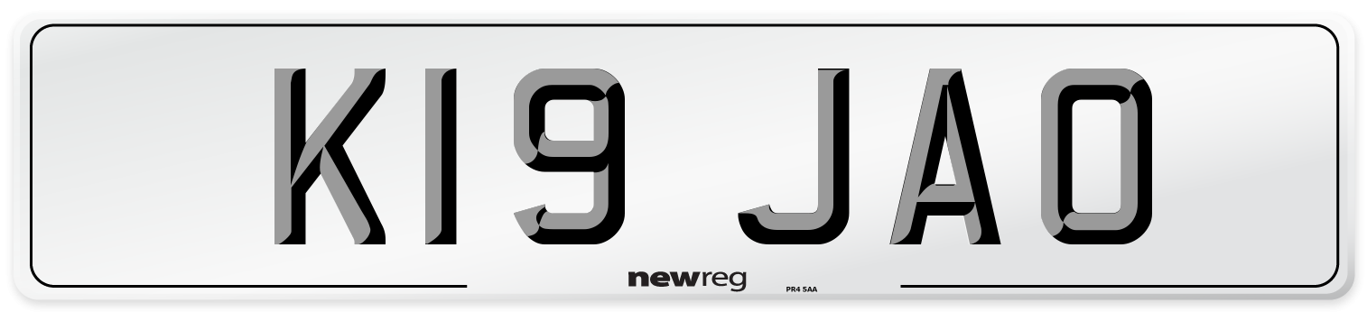 K19 JAO Front Number Plate