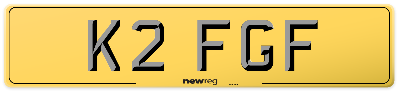 K2 FGF Rear Number Plate