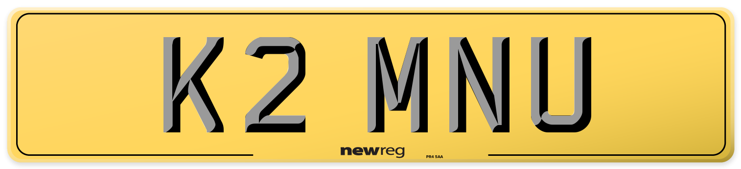 K2 MNU Rear Number Plate