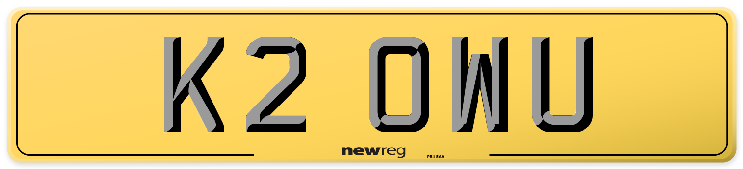 K2 OWU Rear Number Plate