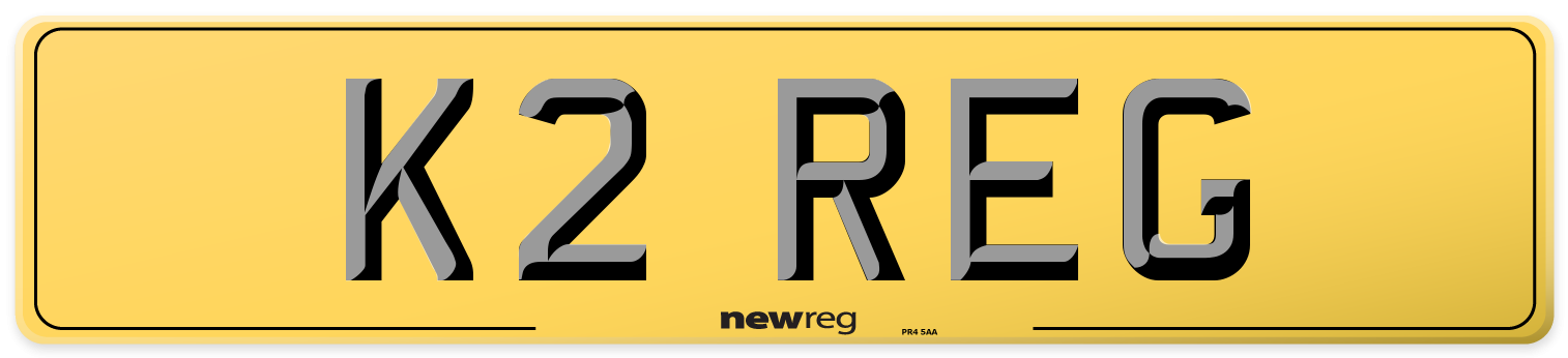 K2 REG Rear Number Plate