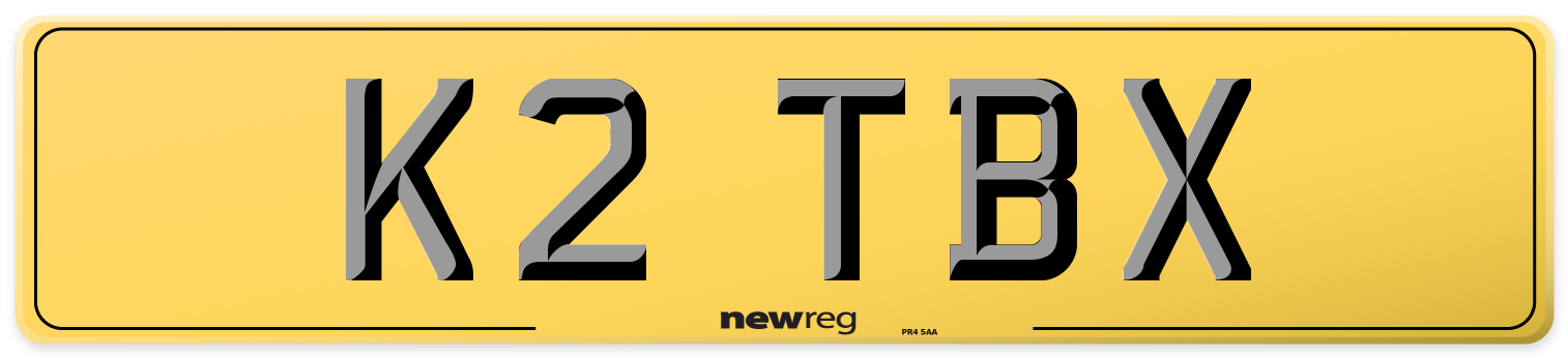 K2 TBX Rear Number Plate