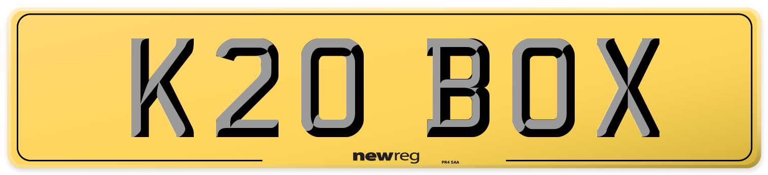 K20 BOX Rear Number Plate
