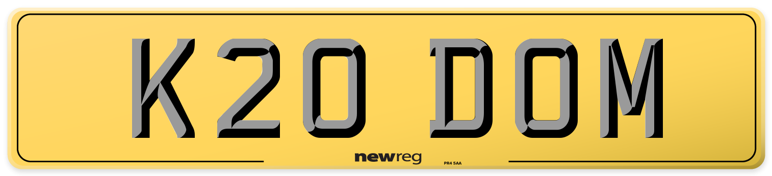 K20 DOM Rear Number Plate