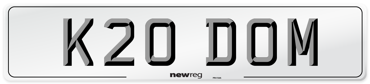 K20 DOM Front Number Plate